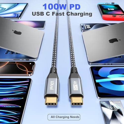 High-Speed USB C Cable 3-Pack: 20 Gbps Data Transfer, 4 K@60 Hz UHD Display & 100 W Fast Charging – Versatile Lengths (1 FT, 3 FT, 6 FT) for Ultimate Compatibility with Dell, Samsung T7, Sandisk & More