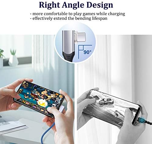 Experience Effortless Charging with Excgood 10 ft Right Angle USB Type C Cable – 4-Pack of Vibrant Colors for Ultimate Versatility with Fast Charging for i Phone 16/15, Galaxy S24/S23/A15/A03 s/S10/S9/S8/Note, and Pixel Devices – Perfect for Gaming and Streaming