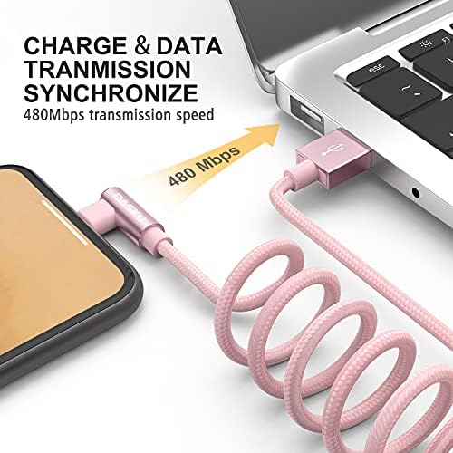 Dasku 3 FT 90-Degree USB C to Lightning Charging Cable – Fast 20 W Nylon Braided Cord for i Phone 14/13/Pro/12/Max/11/XS/XR/8/Plus – Ultimate Durability & Efficient Data Sync for Tight Spaces