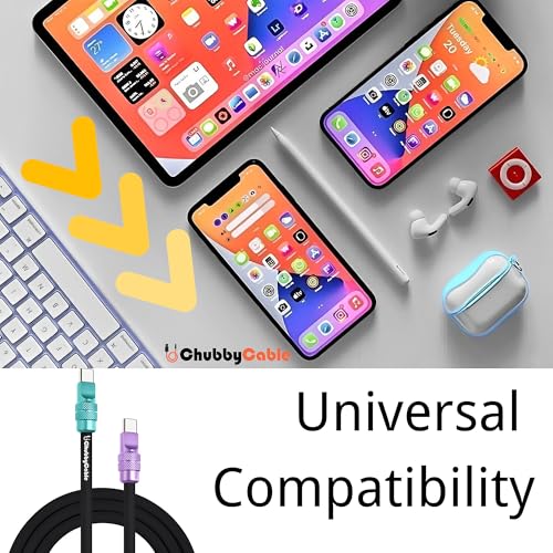 Experience Unmatched Charging Versatility with Chubbycable’s 240 W Anodized Reflective Shine USB C Cable – Extra Thick 9.8 FT Type-C to Type-C Charger Cord in Black, Light Blue, and Lavender Purple for Rapid Power Delivery and Enhanced Device Compatibility