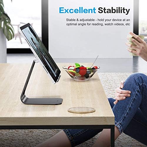OMOTON Versatile Adjustable Tablet Stand for Desk – Enhanced Stability with Extended Arms for i Pad Pro/Air/Mini & Larger Smartphones – Stylish Purple Holder for Optimal Viewing Comfort and Clutter-Free Workspace