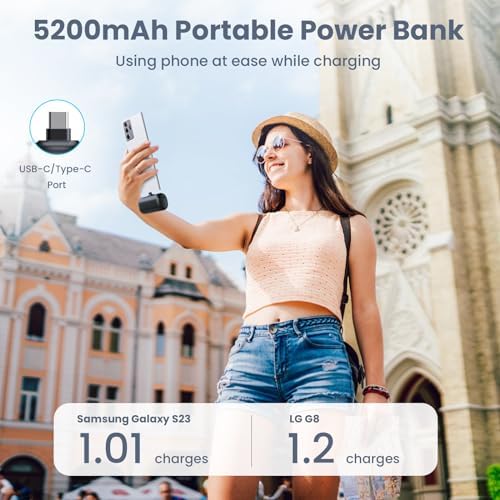 Ultra-Compact 5200 m Ah USB C Power Bank – Fast Charging Mini Portable Charger for i Phone 16/16 Plus/15/15 Plus/15 Pro Max, Galaxy S25/S24, i Pad, and Android Devices – Essential Power Solution for On-the-Go Charging