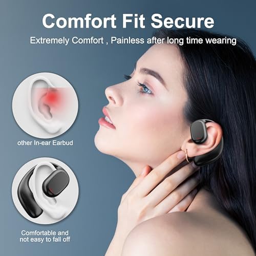 Revolutionary Open Ear Bone Conduction Headphones – Bluetooth V5.3 Wireless Waterproof Fitness Earphones with Fingerprint Touch Control for Active Lifestyle and Enhanced Surrounding Awareness (White) – Unmatched Comfort & Durability for Running, Cycling, and Workouts