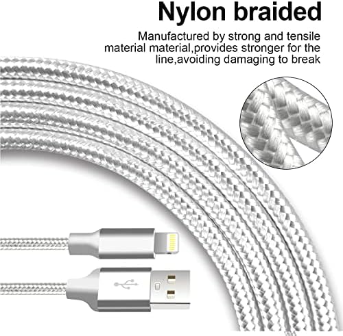 Premium 5-Pack i Phone Charger Set: MFi Certified Nylon Braided Fast Charging Cables (3 FT, 6 FT, 10 FT) for i Phone 14/13/12/11/X/Max/8/7/6/5/SE/i Pad – Unmatched Durability & Versatile Lengths for Every Lifestyle