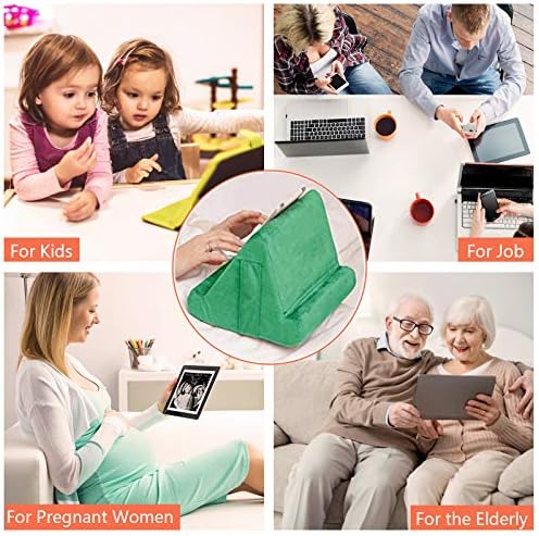 Ultimate Comfort Multi-Angle Tablet Holder and Phone Stand Set – Lightweight and Sturdy Design with Storage Pocket – Ergonomic Cushion for Enhanced Stability and Versatile Use – Modern Black and Light Green Aesthetic for Stylish Workspaces and On-the-Go Convenience