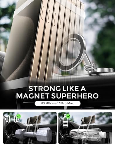Mag Safe Car Phone Mount with 360° Rotational Magnetic Grip – Secure Hands-Free Holder for i Phone 15, 14, 13, 12 Pro Max, Plus, Mini – Sleek Black Design for Effortless Navigation and Enhanced Safety in Your Vehicle