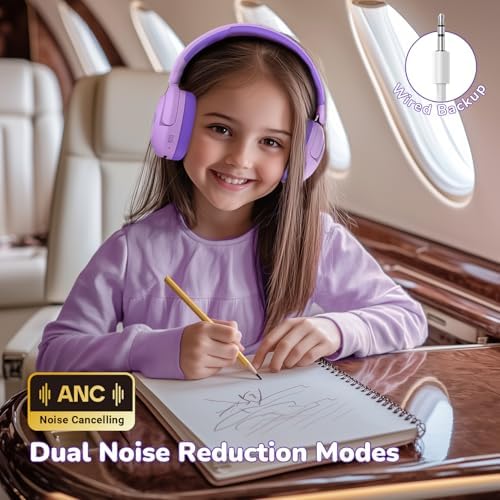 Premium i Clever BTH20 Kids’ Bluetooth 5.4 Headphones with Advanced Active Noise Cancellation – Up to 60 Hours of Playtime, Fast Type-C Charging, and Safe 80 d B Volume Limit – Ideal for Air Travel, Learning, and Entertainment – Award-Winning Kid-Friendly Design in Vibrant Blue for Young Audiophiles