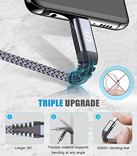 sweguard Premium USB Type C Charger Cable Trio – Versatile 3-Pack (6.6 ft, 3.3 ft, 1.5 ft) for i Phone 16, Samsung Galaxy S24, and Universal Devices – Fast Charging Nylon Braided Cords for Enhanced Durability and Performance – Ideal for Home, Office, and Travel