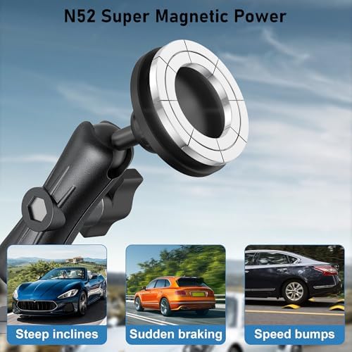 Heavy-Duty Magnetic Aluminum Tablet Mount for Trucks and Vehicles – Versatile Dashboard or Wall Holder for i Pads, Phones, and More (Fits 4.7″-12.9″) – RAM B Size 1″ Ball for Effortless Positioning – Ideal for Mobile Professionals and Travelers