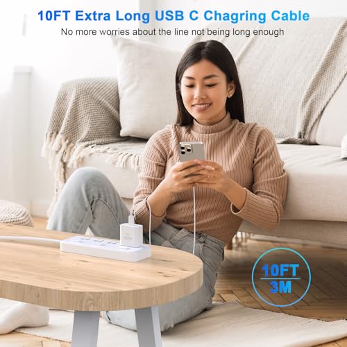 Experience Ultimate Charging Power: 45 W USB C Fast Charger Bundle for i Phone 16 & Galaxy S25 – Includes Dual 10 FT USB C Cables for Unmatched Convenience and Speed – Ideal for Home or Travel with Advanced Safety Features and Wide Device Compatibility