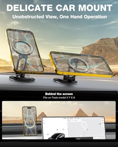 Elevate Your Tesla Experience with the Smolink All-Metal Magnetic Phone Mount – Premium Magnetic Holder for Tesla Model 3, Y, S, X, Compatible with Mag Safe and All Smartphones, Foldable Design for Sleek Aesthetics and Enhanced Durability, Perfect Car Dashboard Accessory for Hands-Free Navigation and Secure Device Attachment, Black Finish for a Refined Look