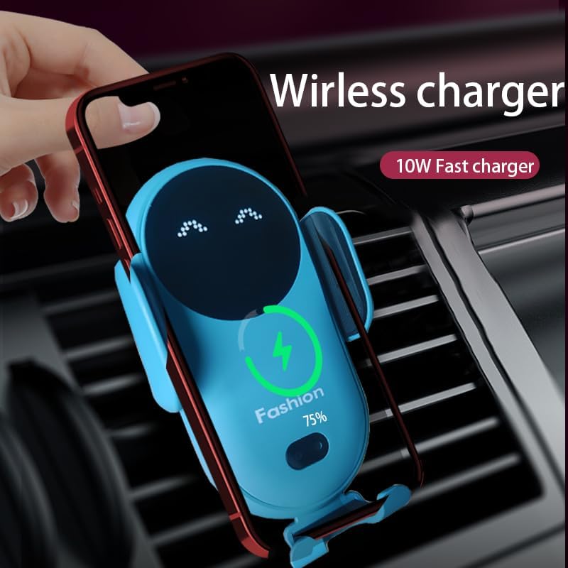 Vibrant Red Automatic Wireless Car Charger Mount – Effortless One-Handed Operation Smartphone Holder for i Phone & Samsung – Rapid Charging for Air Vent or Dashboard Use – Enhance Your Driving with Secure Support & Stylish Convenience