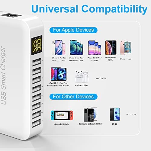 Ziwodiv 8-Port USB Charging Hub – 60 W Multi-Device Power Station with LED Status Indicator for i Phone, i Pad, Samsung & Android – Compact and Efficient Desktop Charger with Advanced Safety Features for Home and Office Use