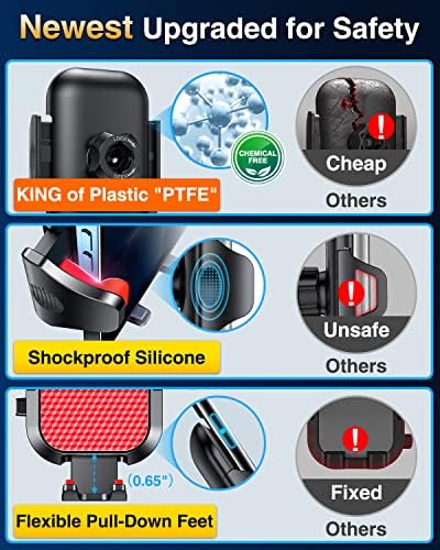 VANMASS Enhanced Car Vent Phone Holder Mount – Universal Smartphone Cradle for i Phone 13 Pro Max, 12, 11, X, XR, XS, 8, 7 Plus, Mini, SE & Android Devices – Secure Handsfree Accessory with Quick Clamp Mechanism and 360-Degree Rotation in Sleek Red Finish for Ultimate Driving Convenience