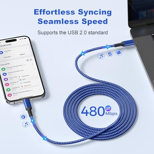 Basesailor 10 ft USB C to USB C Power Delivery Charging Cable – 100 W Fast Charger for i Phone 16/15 Pro Max, Mac Book, i Pad Air 4/5, Mini 6, and Samsung Galaxy S22/S23/S24/S25 – Durable 2 Pack for Enhanced Speed and Efficiency
