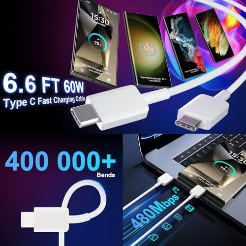 25 W Ultra-Fast Samsung Charger with 6.6 FT USB-C Cable | Rapid Charging Solution for Galaxy S25/S24/S23/S22/S21/Note Series | High-Speed Performance & Safety Features for On-the-Go Users | Ideal for Travel & Everyday Use | Boost Your Device’s Battery Life Effortlessly