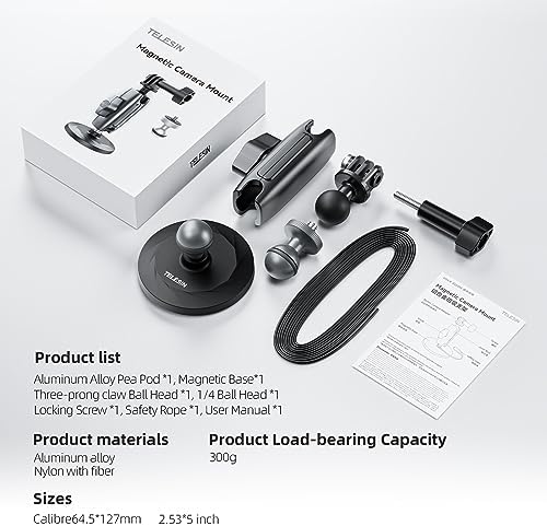 TELESIN Electric Magsafe Car Mount Vacuum Magnetic Car Phone Holder 105N 360° Reinforced Adjustable Swivel Lock, Suction Cup Phone Mount for Your Car/Gym/Mirror/iPhone & Android – Enhanced Compatibility and Speed