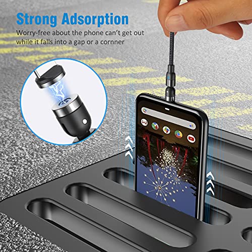 CJOY 4 Pack 10 ft Magnetic Charging Cable – 540-Degree Rotational Design for Effortless Connectivity, Durable Nylon Braided Exterior, Compatible with Type C & Micro USB Devices, Fast Charging Capability for Enhanced Performance and Flexibility