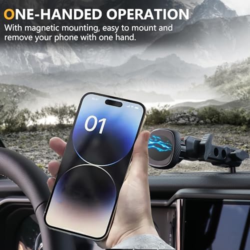 2024-2025 Jeep Wrangler JL Magnetic Phone Mount – Adjustable 360° Dashboard Cradle for Secure Navigation and Hands-Free Use – Sleek Black Finish for Enhanced Interior Style – Quick Installation for Optimal Driving Safety and Convenience