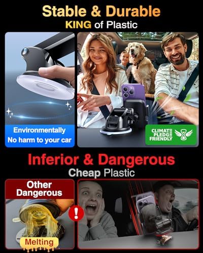 VANMASS 2025 Premium Car Phone Holder – Unmatched 85+ LBS Suction Power for Secure Hands-Free Navigation | Universal Compatibility with i Phone 16 Pro Max, 15, 14, 13 & Android Devices | Versatile Windshield, Dashboard & Air Vent Mount for Maximum Convenience | Durable Design Ensures Safe Driving Experience