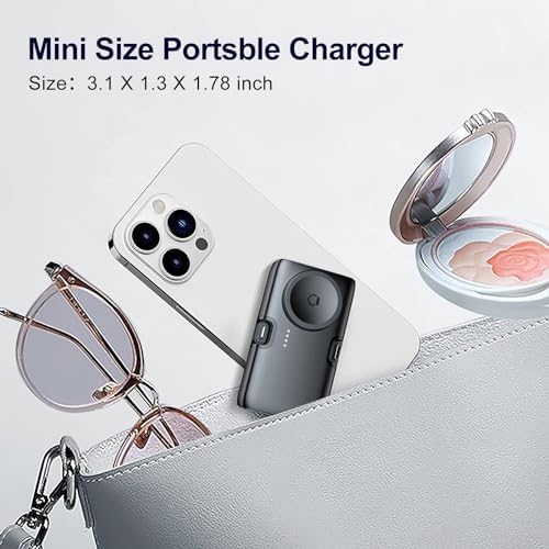 Compact 5000 m Ah Portable Charger for i Phone and Apple Watch – 20 W PD Fast Charging Power Bank with Built-in USB-C Connector for Travel – Compatible with i Phone 15/14/13/12 Pro/Max and Apple Watch 9/8/7/6/SE – Sleek, Lightweight Design for Ultimate Portability and Enhanced Performance