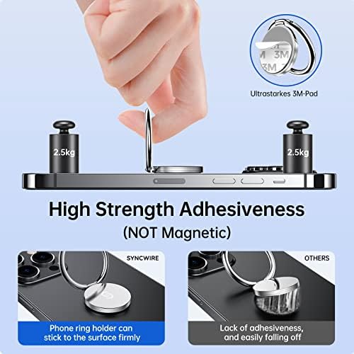 Sparkling 360° Rotation Phone Ring Holder – Bling Bling Finger Kickstand for Enhanced Grip and Stability – Premium Zinc Alloy Design for i Phone, Samsung, Pixel & All Smartphones – Secure Adhesive, Versatile Stand, and Magnetic Car Mount Compatible – Glitter Silver Finish for a Touch of Elegance