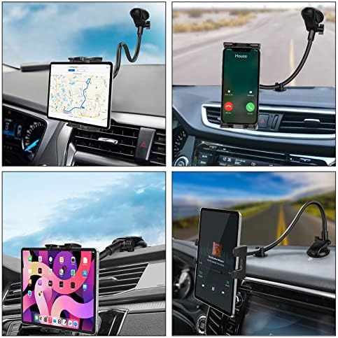Ultimate 360° Flexible Car Tablet Mount with 13″ Gooseneck – Secure Windshield Holder for i Pad Pro, Samsung Galaxy & More – Adjustable Viewing Angle for Safe Navigation & Hands-Free Calls – Ideal for Truck & SUV Use – Enhanced Compatibility for 4.7″ to 12.9″ Devices