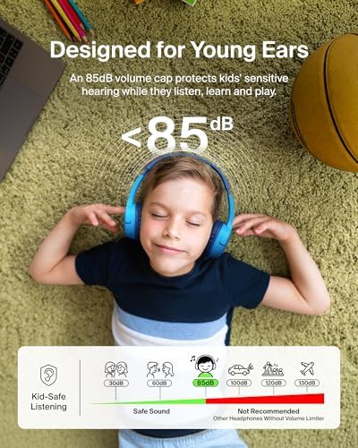 Belkin Sound Form Mini Kids Wireless Bluetooth Headphones – Safe 85 d B Volume Control, 30-Hour Playtime, Built-In Microphone – Lightweight On-Ear Style for i Phone, i Pad, Fire Tablet & More – Ideal for Learning, Entertainment & Safe Listening