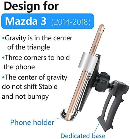 LUNQIN Premium Car Phone Holder for Mazda 3 Sedan & Hatchback (2014-2018) – Versatile Gravity Mount with Integrated Charging for Seamless Navigation & Connectivity – Tool-Free Installation, Durable Design for Enhanced Driving Safety and Convenience