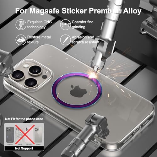 Premium Magnetic Ring Sticker for Mag Safe Adapter Kit – Universal Conversion Solution for Kindle, Phone Cases, Wireless Chargers, Car Mounts & Wallets – 2 Pack (Mirror Multicolor, 0.5 mm) – Enhance Device Compatibility & Charging Speed