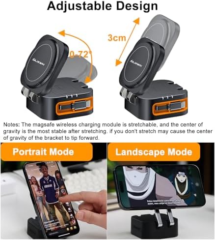 2025 3-in-1 Magnetic Wireless Charging Station for Apple Devices – Fast 15 W Mag Safe Charger with Retractable Cable and Foldable Stand for i Phone 16/15/14/13/12 Pro Max, Apple Watch, and Air Pods – Ultimate Portability and Enhanced Safety Features