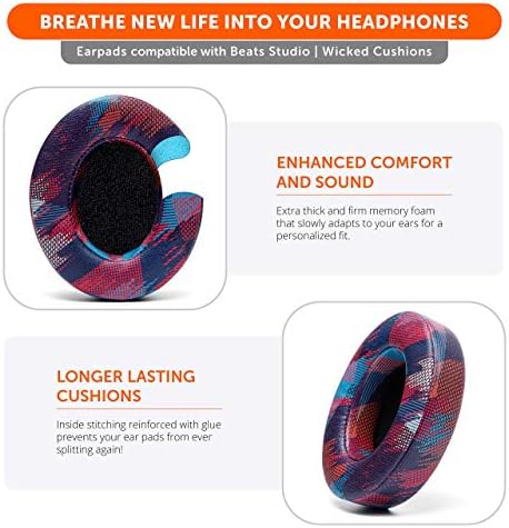 Upgrade Your Audio Experience with WC Wicked Cushions Replacement Ear Pads for Beats Studio 2 & 3 – Retro 90’s White | Luxurious PU Leather & Enhanced Foam for Optimal Sound Isolation | Perfectly Fits B0501 & B0500 Models | Not Compatible with Beats Solo | Enhanced Adhesive for Maximum Durability and Longevity