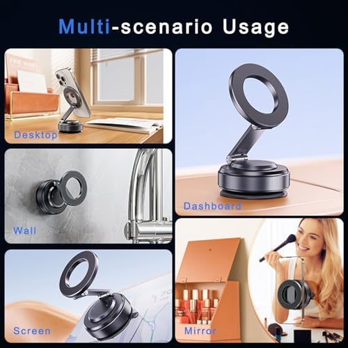 Transform Your Driving with the Versatile 360° Magnetic Phone Holder – Superior Nano Gel Suction Mount Compatible with Mag Safe for i Phone 12-16 Pro Max – Optimal Stability & Customizable Viewing Angles for Cars, Trucks, and Boats – Experience Effortless Hands-Free Navigation and Safety