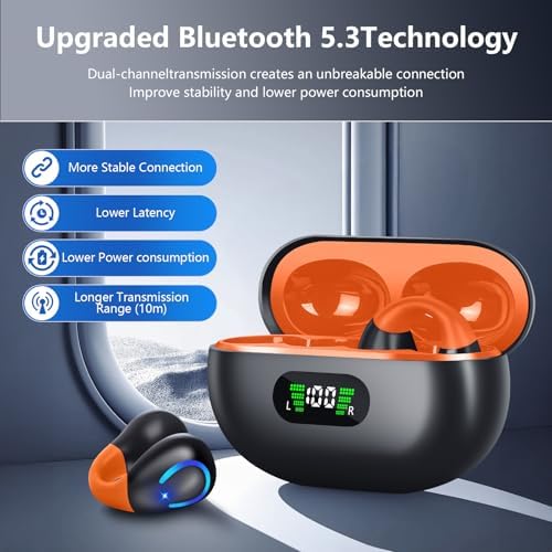 Revolutionary Bluetooth 5.3 Open Ear Bone Conduction Earbuds with IPX7 Waterproof Design – Perfect Fitness Ally for Runners and Outdoor Enthusiasts, Equipped with LED Charging Case and Integrated Microphone for Seamless Connectivity and Enhanced Safety