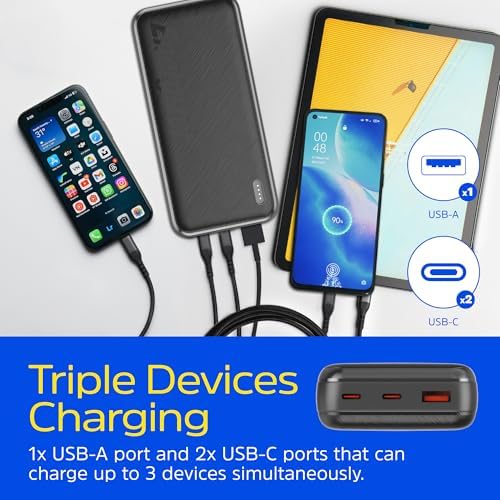 Energizer 20000 m Ah Fast Charging Portable Power Bank with 22.5 W PD3.0 – Versatile USB-C Battery Pack for i Phone 16/15/14/13/12, Samsung S23/S22, and Android Devices – Travel-Ready Design for Reliable On-the-Go Charging