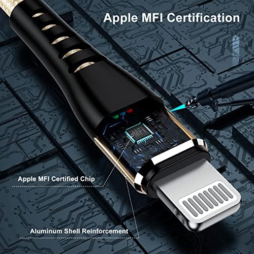 Essri 10 FT Nylon Braided i Phone Charger Cord 2-Pack – Fast Charging Lightning Cable for i Phone 14, 13, 12, 11, X, XS, XR, and 15 – Durable Blue 10 Foot Charging Solution for Ultimate Convenience and Style
