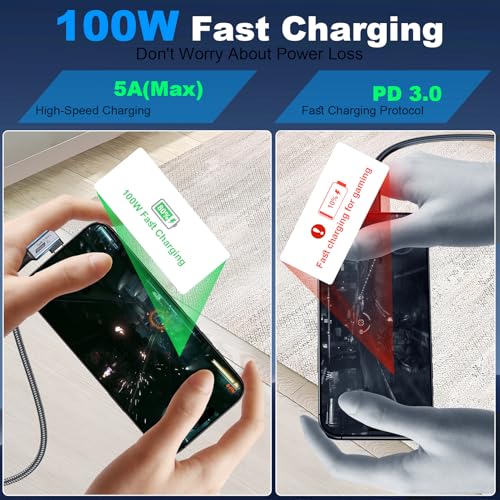 High-Performance 10 FT USB C Extension Cable – 100 W Power Delivery, 10 Gbps Data Transfer, 4 K UHD Video Support – USB 3.2 Gen 2 Male to Female Connector for Fast Charging and Seamless Connectivity with i Phone, Galaxy, PC, Monitor, and SSD – Durable & Versatile Accessory for Enhanced Tech Efficiency