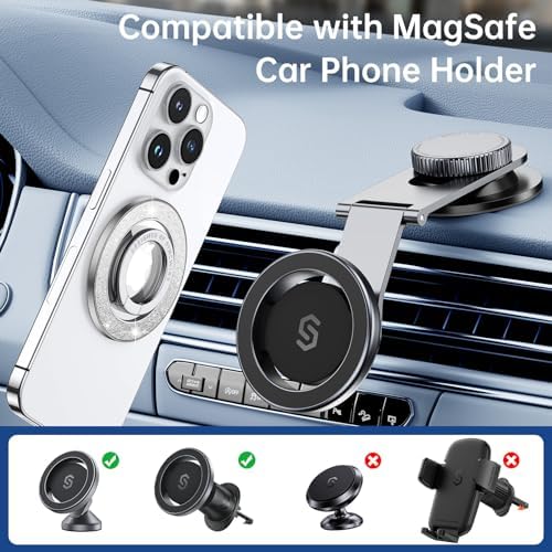 Syncwire Glamorous Magnetic Phone Grip for Mag Safe – Chic Black Diamond Ring Holder & Versatile Rotatable Kickstand – Perfectly Compatible with i Phone 15 Pro Max, 14, 13, 12 & All Android Devices – Secure, Stylish, and Multifunctional Phone Accessory