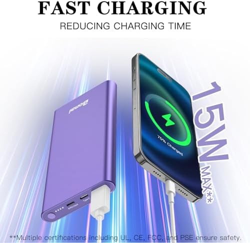 BONAI 12,000 m Ah Portable Power Bank – Ultra-Fast Charging with Dual USB-C Ports for i Phone 15/14/13/12, Galaxy Android, and i Pad – Sleek, Lightweight Design for On-the-Go Convenience and Enhanced Device Compatibility