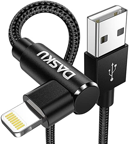 Dasku 3 FT 90-Degree USB C to Lightning Charging Cable – Fast 20 W Nylon Braided Cord for i Phone 14/13/Pro/12/Max/11/XS/XR/8/Plus – Ultimate Durability & Efficient Data Sync for Tight Spaces