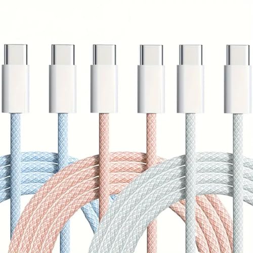 Rapid Power Delivery with 60 W USB-C Charger Cable 3-Pack – Ideal for i Phone 15, Samsung Galaxy, Laptops – Durable 5 FT Braided Cords for Optimal Flexibility – Ultimate Charging Solution for Home, Office, and Travel Efficiency