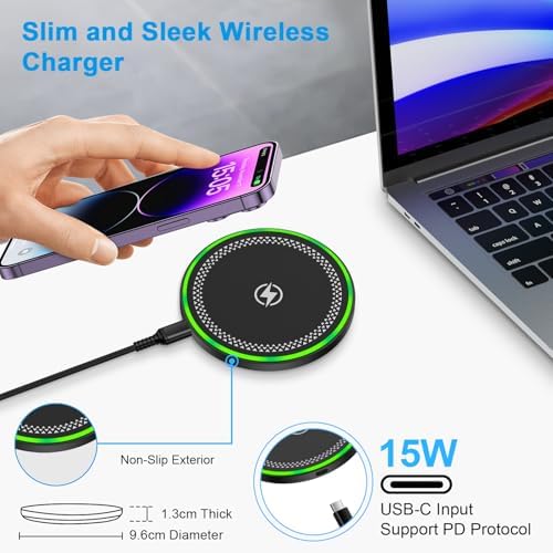 Ultra-Fast 15 W Wireless Charging Pad for Samsung S25 Ultra & Google Pixel – Sleek Fast Charge Station for Galaxy S25/S24 FE/S23/S22/S21/S20/S10/Z Flip 6/5 – Optimal Efficiency & Modern Design for Home or Office Use