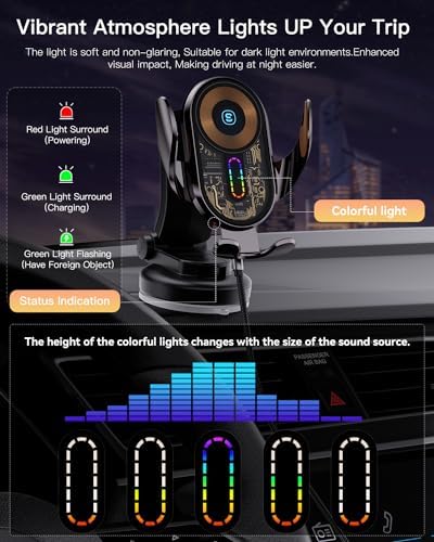 ESSAGER 15 W Fast Wireless Car Charger with Auto-Clamping Phone Holder – Universal Compatibility for i Phone 15/14/13/12/11 Pro Max & Samsung Galaxy S23/S22/S21 – Effortless One-Hand Operation & Optimal Viewing Angles for Ultimate Driving Convenience