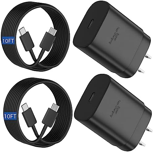 Experience Rapid Charging with Auorld 25 W Super Fast USB-C Charger & 10 FT Type-C Cable for Samsung Galaxy Devices – Ultimate Compatibility for S24, S23, S22, S21, S20, Note10, and Note20 – Portable, Durable, and Safe Power Solution for On-the-Go Use