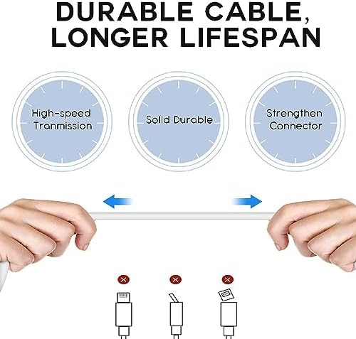 Enhanced Charging Trio: MFi Certified Fast Charger Pack for i Phone – 3 Quick Charging Blocks & 10 ft USB-C to Lightning Cable for Models 14, 13, 12, 11, X – Unmatched Speed and Versatility for Seamless Power Solutions