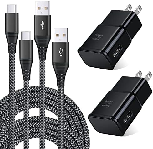 Qihop Adaptive Fast Charger Kit – Dual 6 ft USB-C Cables & Power Adapters for Samsung Galaxy S24, S23, S22, S21, S20, S10 E, S9 Plus, S8+, A13, A53 – Rapid Charging Efficiency & Enhanced Portability for Android Devices