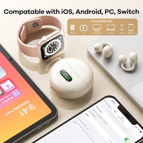 Revolutionary Lightweight Bone Conduction Headphones – True Wireless Open-Ear Earbuds in Trendy Light Yellow for Active Lifestyles, Perfect for Running, Gym Workouts, and Driving – Stay Aware with Premium Sound Quality, Effortless Bluetooth Connectivity for i Phone & Android Users, Waterproof Design for Ultimate Durability