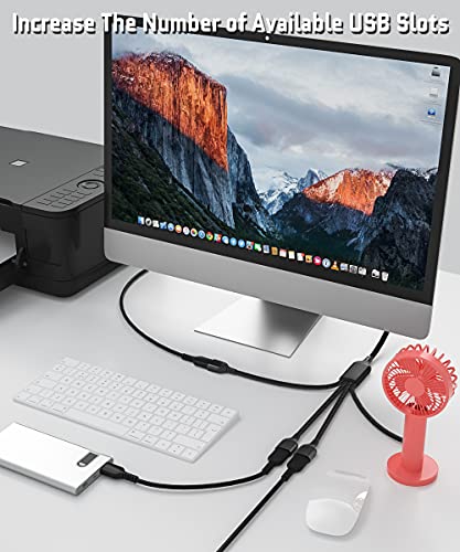 Elebase 4-Port USB Splitter 3.3 FT – High-Speed USB-A Data Transfer & Charging Hub for PC, Mac Book, and Laptop – Versatile Multi-Port Extension Cable for Enhanced Device Connectivity and Performance