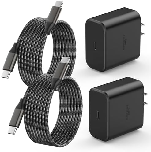 45 W Dual Pack USB-C Fast Charger with 6 FT Durable Woven Cable – Ultimate Rapid Charging Solution for Galaxy S25/S24/S23/S22/S21/S20 and i Phone 16/15 Pro Max – Superior Speed, Universal Compatibility, and On-the-Go Convenience for Mobile Devices 45 W Dual Pack USB-C Fast Charger with 6 FT Durable Woven Cable – Ultimate Rapid Charging Solution for Galaxy S25/S24/S23/S22/S21/S20 and i Phone 16/15 Pro Max – Superior Speed, Universal Compatibility, and On-the-Go Convenience for Mobile Devices