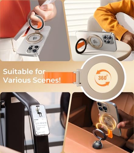 Chic Glitter Magnetic Phone Ring Holder for Mag Safe – Stylish Finger Grip Stand for i Phone, Kindle & Smartphones, Enhanced Stability with Versatile Compatibility for Pop Sockets – Elevate Your Daily Mobile Experience with Glamour and Functionality